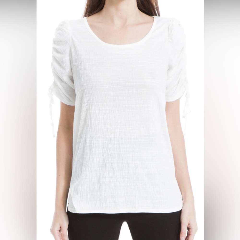 Max Studios Ruched Sleeve Knit Top. Ladies XL